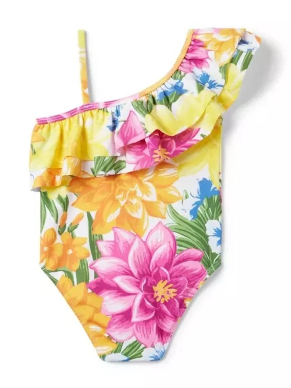 Janie and Jack Recycled Floral Ruffle Swimsuit Yellow Brick Road Girls Sz 7